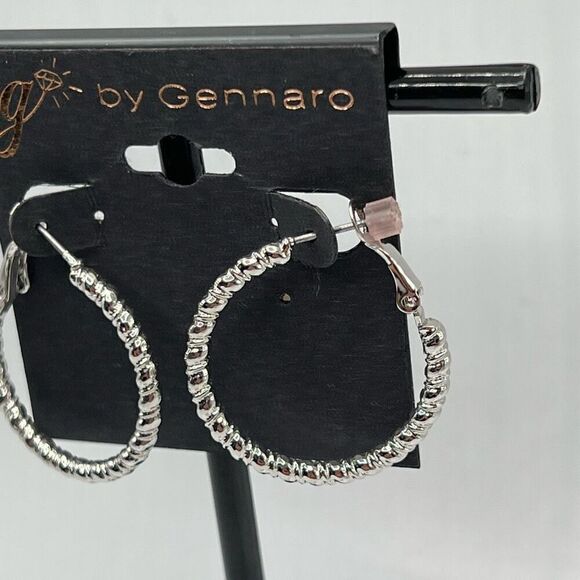 G by Gennaro Earrings Silver Hoops - Picture 1 of 7